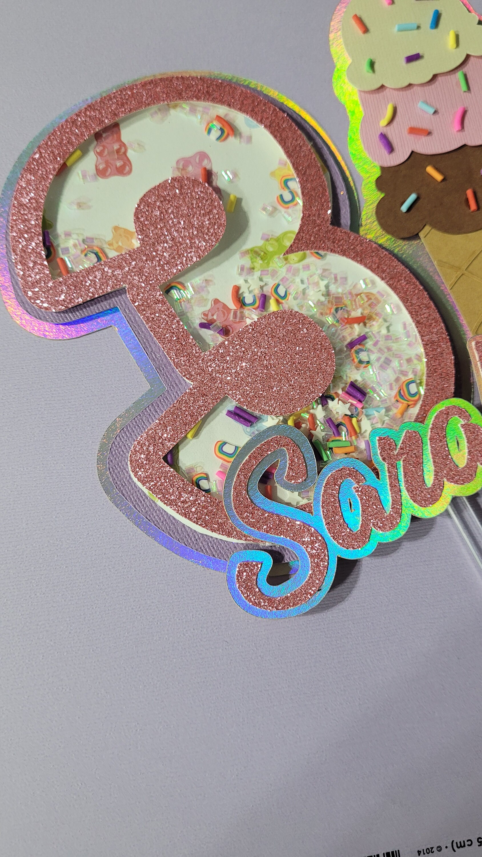 Sweet Ice Cream Birthday Party Cake Topper