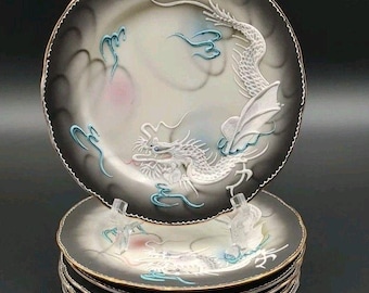 VTG Moriage DragonWare Hand Painted Dessert Salad Plates 7&quot; Japan Set of 6