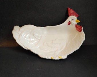 Vintage Ball-Jae Chicken Bowl Dish White California Pottery USA MCM No. 601