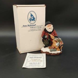 June McKenna 1996 Jolly Ole St. Nick Figurine COA Signed Collector&#39;s Society USA