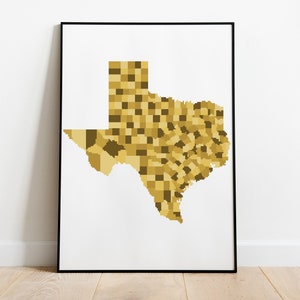 Texas géométrique monochromatique comté carte Cross Stitch Pattern, téléchargement immédiat, modèle PDF