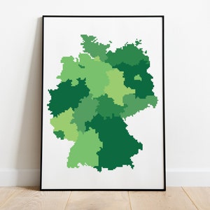 Modèle de point de croix de carte monochrome géométrique de l'Allemagne, téléchargement immédiat, modèle PDF