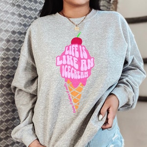 Life is Like an Ice Cream Retro Vintage Comfort Colors Sweatshirt, Oversized Retro Graphic Sweatshirt, Grunge Hippie Boho Graphic, Y2K Gift