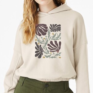Boho Blumen Sweatshirt Crop Hoodie Wildblumen Pullover Frauen Floral Minimalist Pullover Blumendruck Sweatshirt Frau Geschenk Blumen Shirt