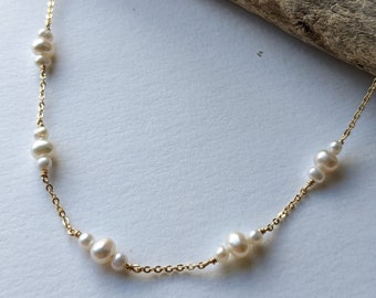 Cultured pearl jewelry, wedding necklace, fine chain necklace, gift for her, Valentine's Day gift, handmade necklace