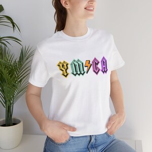 YMCA T-shirt, Rock And Roll Shirt, Ymca Teacher Shirt,Funny Ymca Shirt,Cool Ymca Shirt, AC/DC style, rock inspired shirt fitness workout