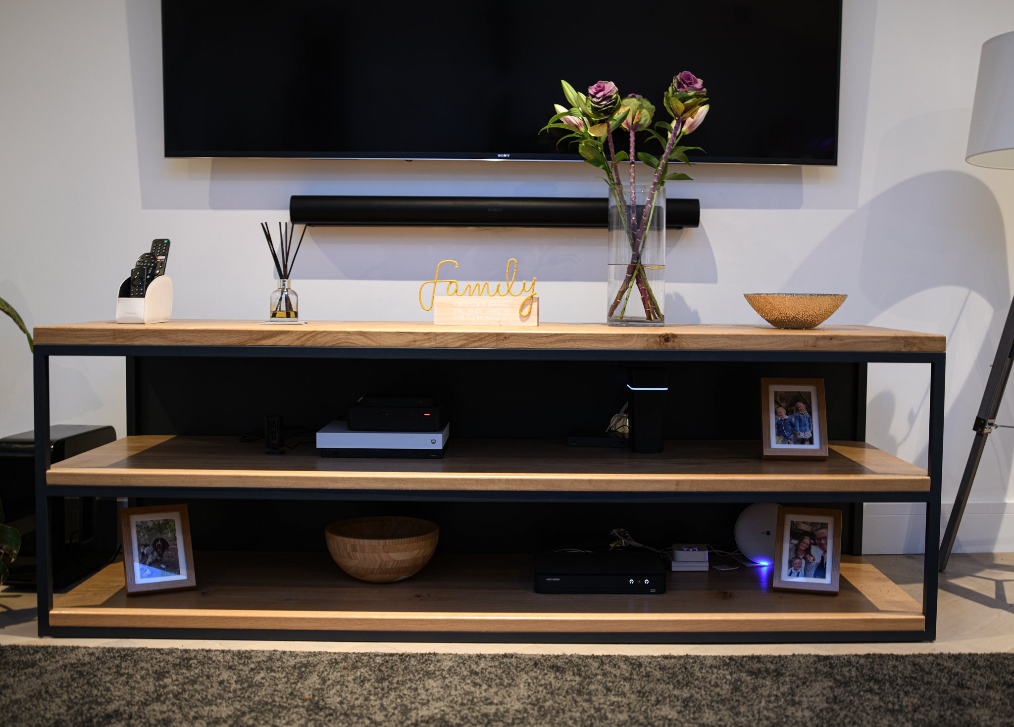 Industrial Style Steel and Oak TV Stand Etsy