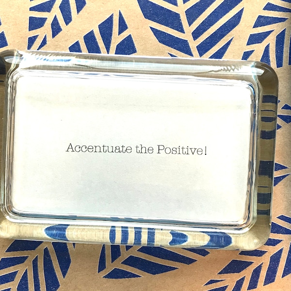 Coco Chanel Quote "Accentuate The Positive" Handcrafted Glass Inspirational Paperweight