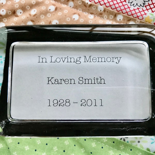 Custom Personalized "In Loving Memory - Name/Date" Handcrafted Glass Inspirational Paperweight - customize it with your family names!