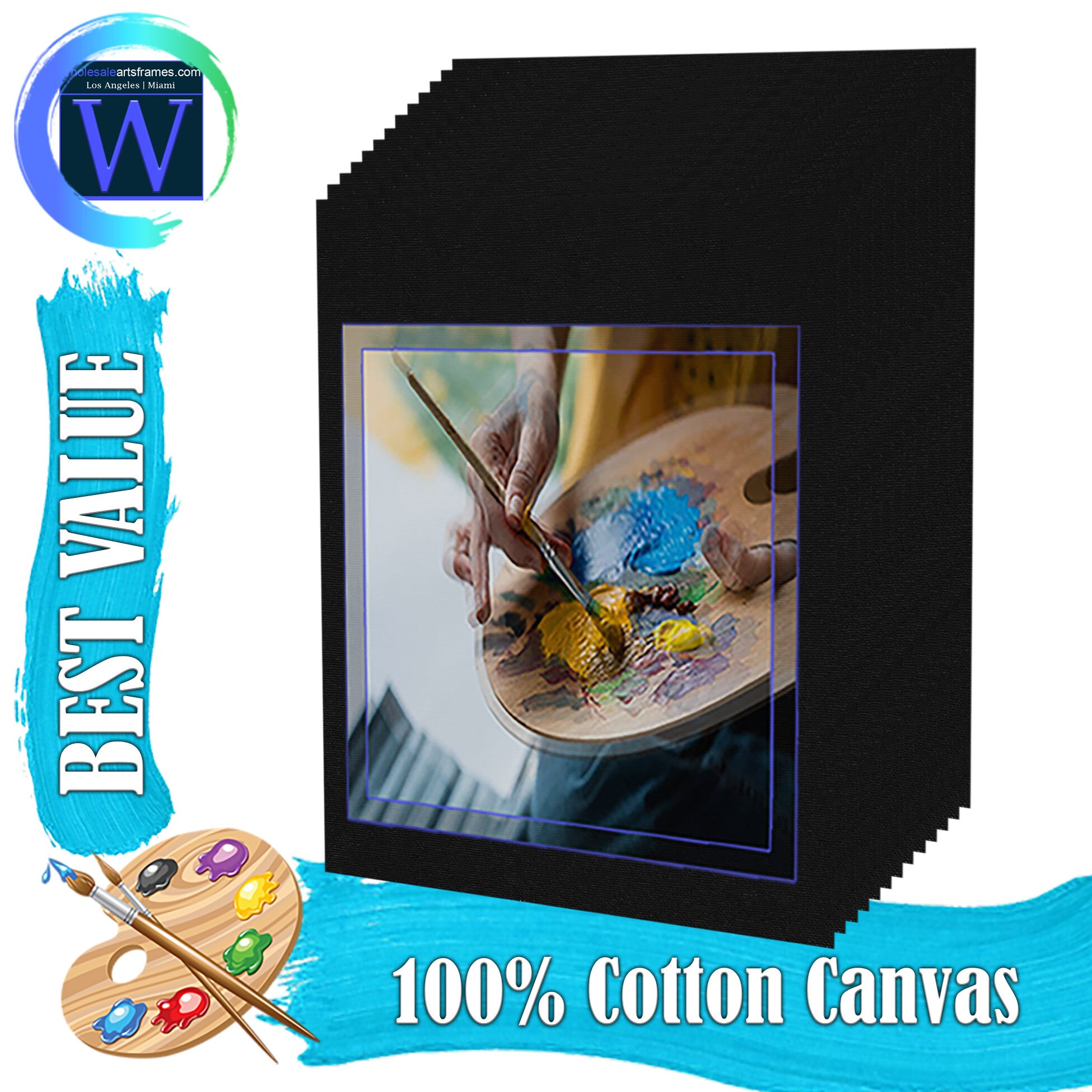 Economy Canvas Panel 11X14 Box of 50 Bulk Discount White Acid Free