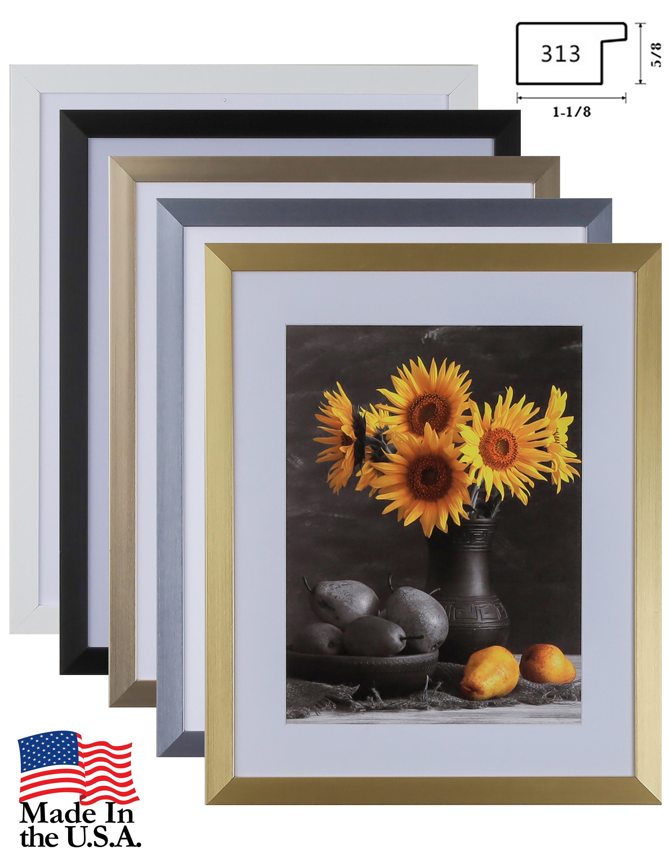 1-1/8 Polystyrene Best Seller Modern 30x40 Picture Frame. Multiple Colors  by Wholesaleartsframes-com 313-VI Series. Made in USA 