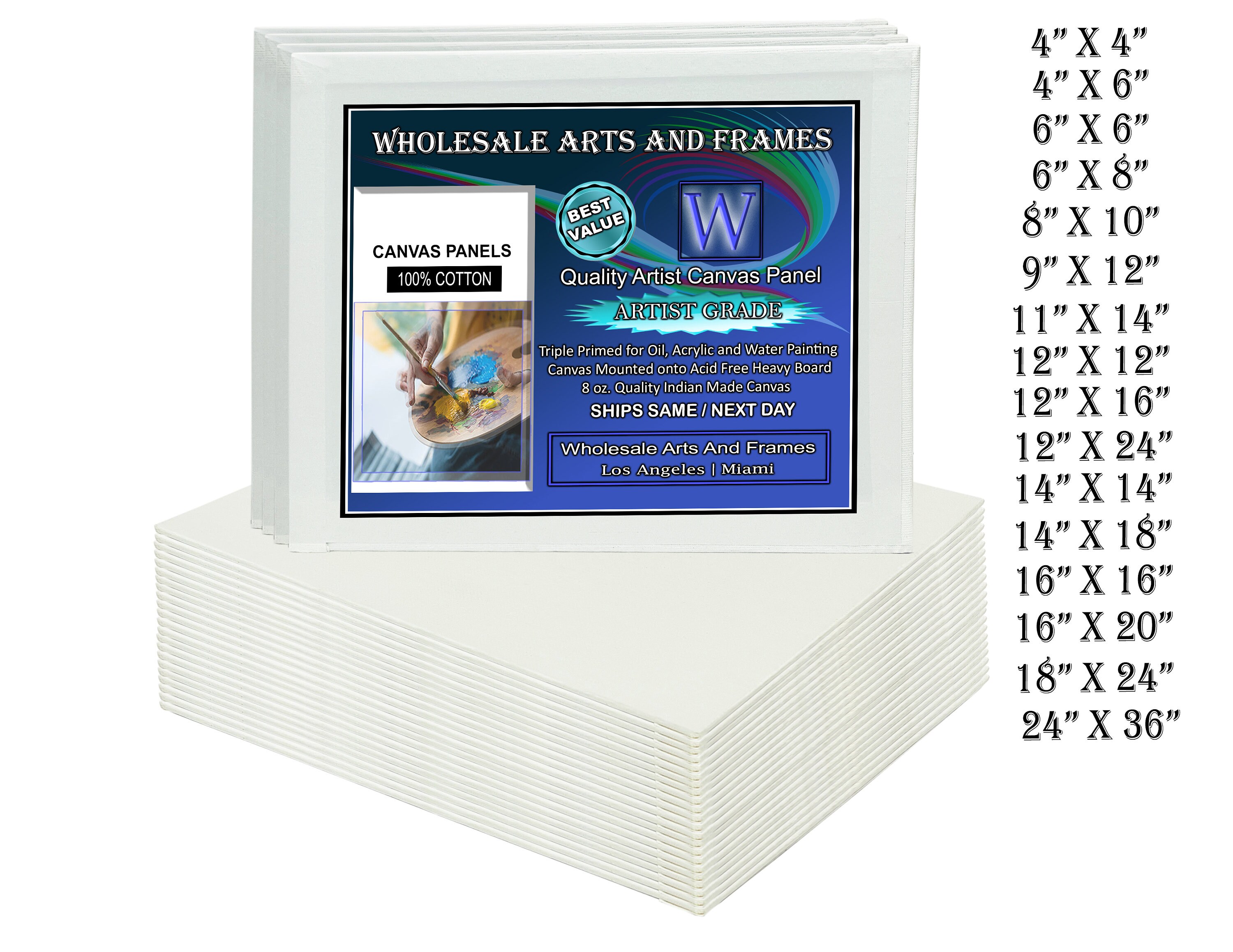 Painting Canvas Panels 16x20 inch 6 Pack, Flat Canvases for Painting 8oz  Triple Primed 100% Cotton Acid-Free Blank Art Paint Canvas for Acrylic Oil  Watercolor Tempera Paints : : Home