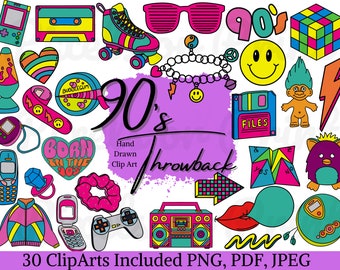 Clipart de los 90: Trolls retro y Furbies (PNG, PDF, JPEG)