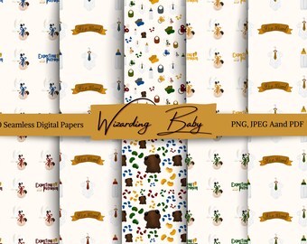 Papeles sin costuras de acuarela de bebé mago: Planificador DIY (Descarga digital)