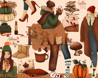 Imágenes prediseñadas de otoño acogedoras, imágenes prediseñadas de otoño, imágenes prediseñadas de octubre, imágenes PNG de otoño, imágenes prediseñadas de hojas, imágenes prediseñadas de calabaza, café, árboles, hojas PNG, Halloween, acogedor
