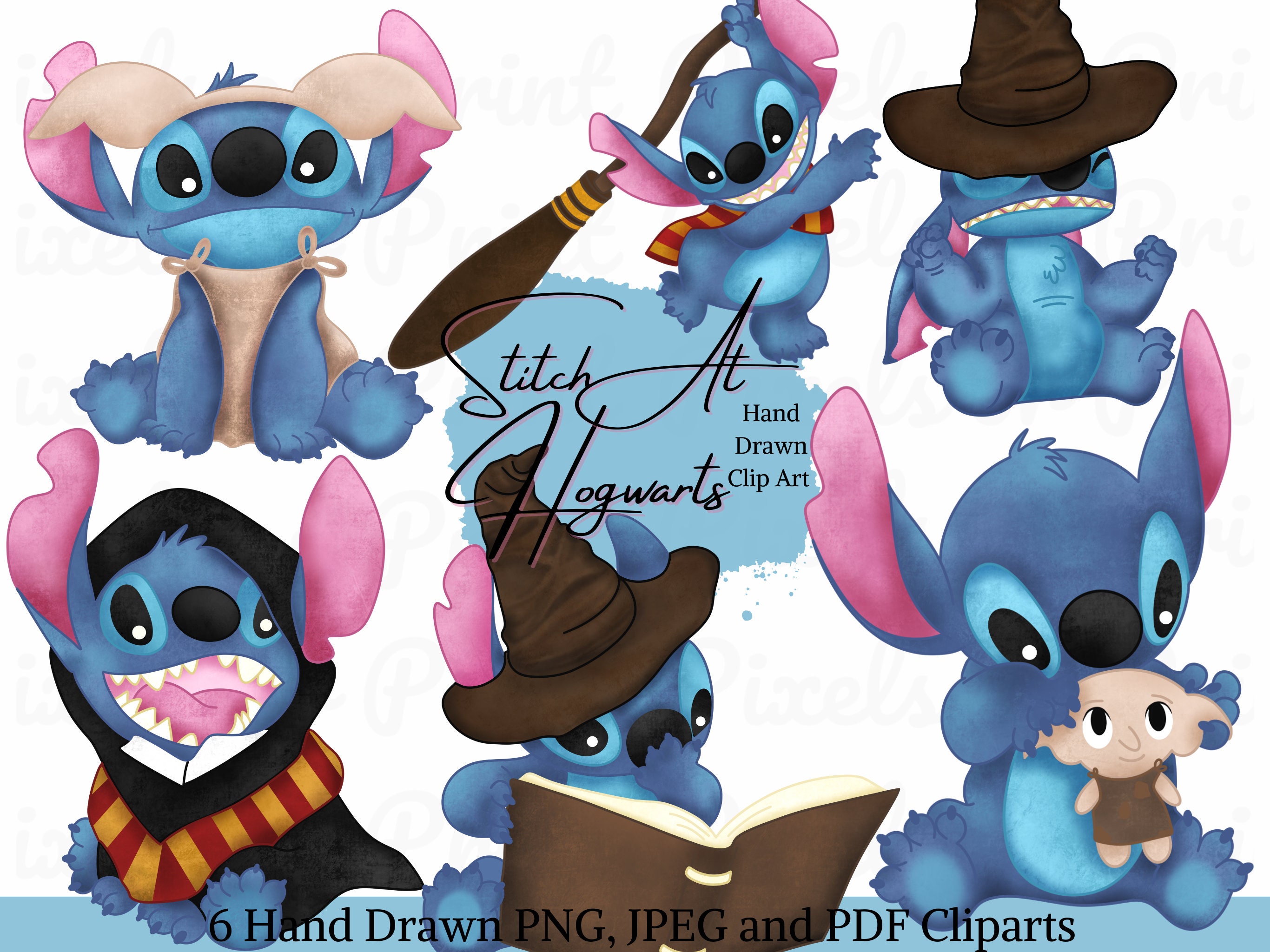 Stitch Wizarding Clipart Wizarding Clipart Watercolour Etsy