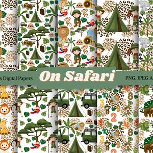 Safari Seamless Pattern, Animals Seamless Pattern, Safari Seamless Paper, Animals Seamless Paper, Zoo Seamless Patterns, Zoo Seamless Papers