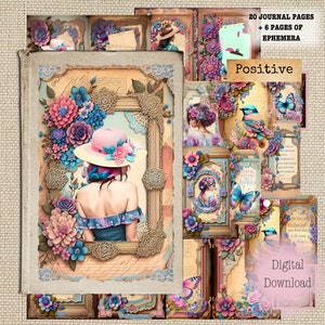 Kit de journal imprimable, Wild & Free, Journalisation positive, rose et bleu