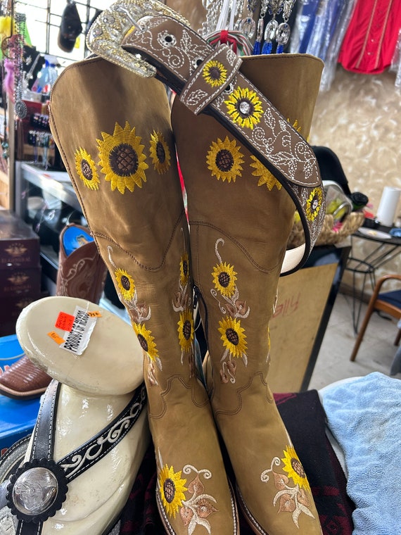 Western Tall long Cowgirl Boots Etsy