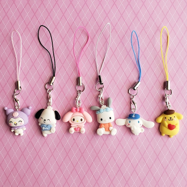 Kawaii Animal Phone Charm Cute Colorful Keychains Japanese Trinket Accessories Cat Beaded Phone Charm Bunny Keychain Gotochi Trinkets Kawaii