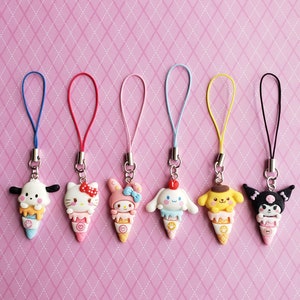 Icecream Phone Charm Kawaii Keychain Sweet 3d Phone Accessory Food Phone Charm Bunny Keychain Cute Character Phone Strap Dog Charms Custom
