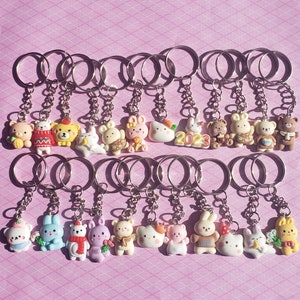 Animal Keychains Kawaii Character Charms Cute Phone Accessory Cute Keyring Animal Key Accessory Japanese Trinket Colorful Phone Accessory 3d