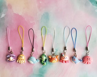 Sea Phone Charms Cute Beach Keychains Kawaii Animal Phone Straps Adorable Summer Phone Charms Cute Seahorse Phone Accessory Trendy Keychain