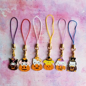 Halloween Character Phone Charms Cute Spooky Keychains Ghost Phone Strap Kawaii Animal Jewelry Cat Keychain Pumpkin Phone Strap Cat Charms