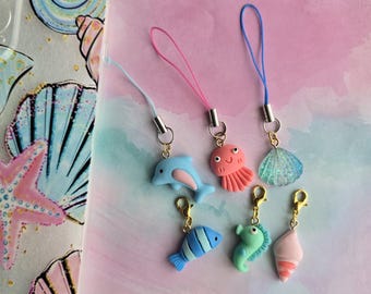 Sea Animal Phone Charm: Ocean-Inspired Keychain, Starfish Charm
