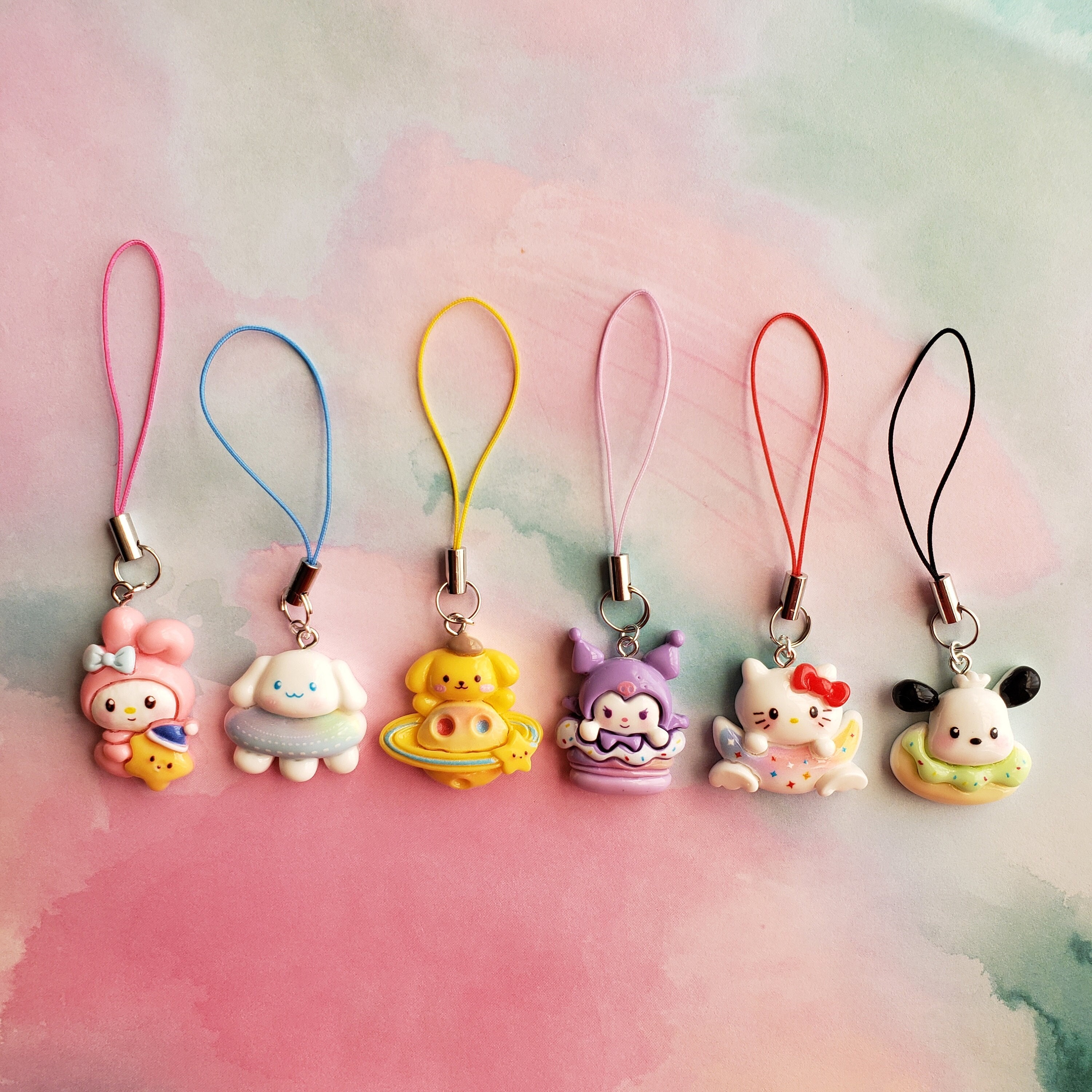 thumbnail image 2 of Kawaii Phone Charm - Inupan Dog With Bread Figure, 1PC Random - Bandai, Multicolor Plastic Lanyard Charm 2 of 6