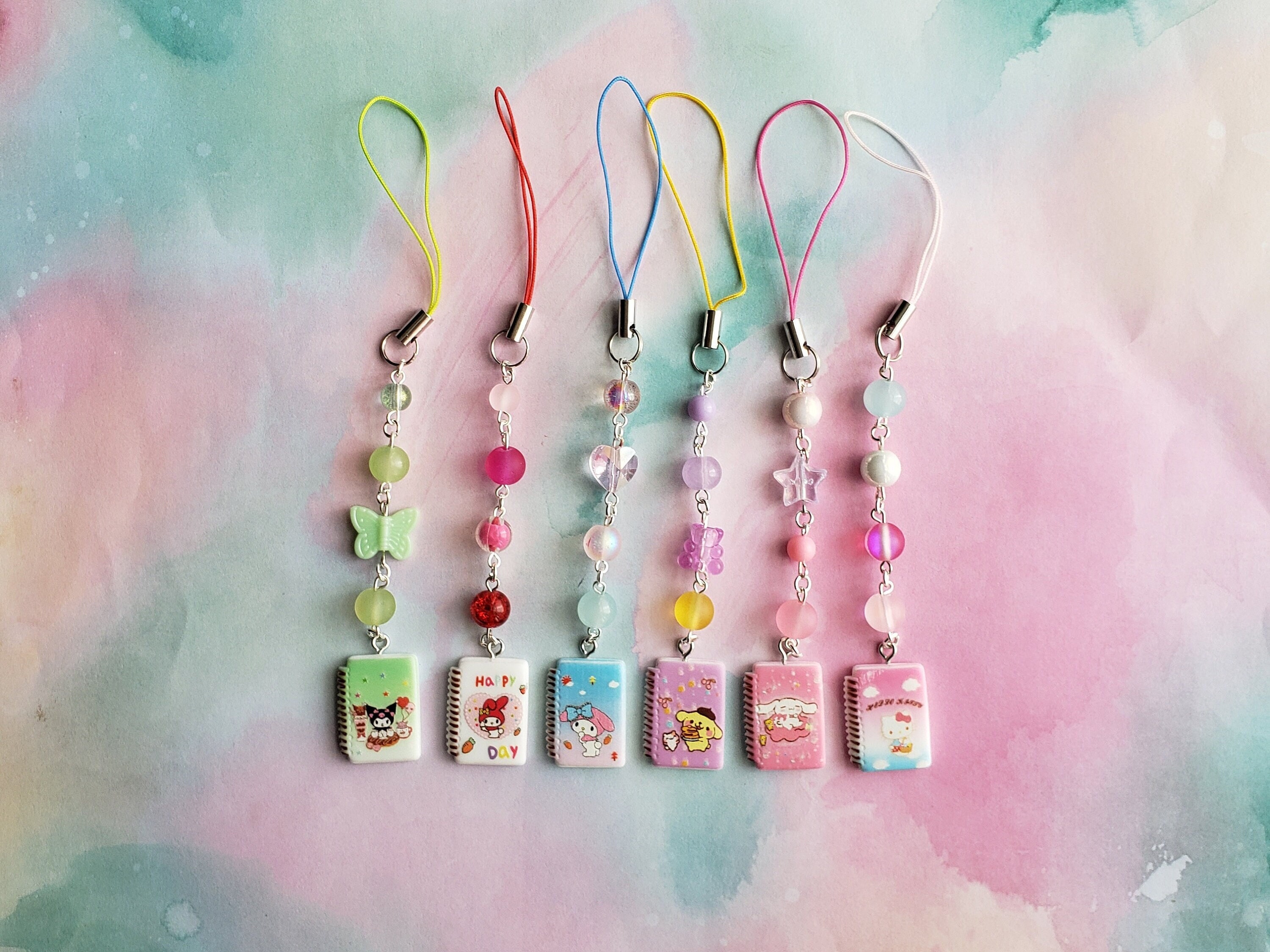 Phone Charms Cute Beaded Japanese Character Keychains 3d