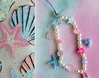 Pink & Blue Squid Phone Charm: Pastel Kawaii Accessory