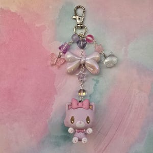 Character Phone Charm Beaded Japanese Keychain Kawaii Animal Phone Strap Cute Gotochi Keychains Small Animal Charm Beaded Phone  Strap 3d
