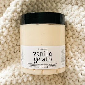 Vanilla Gelato Whipped Body Butter, Natural Moisturizing Body Lotion