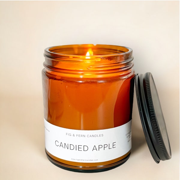 Candied Apple Beeswax Candle, All Natural Beeswax, Fall Candles, Seasonal Holiday Home Decor, Gift Ideas For Her, Non Toxic and Sustainable