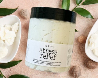 Eucalyptus Stress Relief Whipped Body Butter Gift For Her, Natural Moisturizing Body Lotion