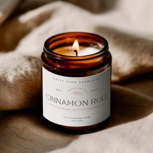 Cinnamon Roll Scented Beeswax Candle, Cozy Bakery Scented Candles Gift For Her