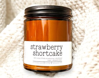 Strawberry Shortcake Beeswax Candle, Eco Friendly Scented Candle Gift For Her, All Natural Beeswax Candles, Summer Home Fragrance