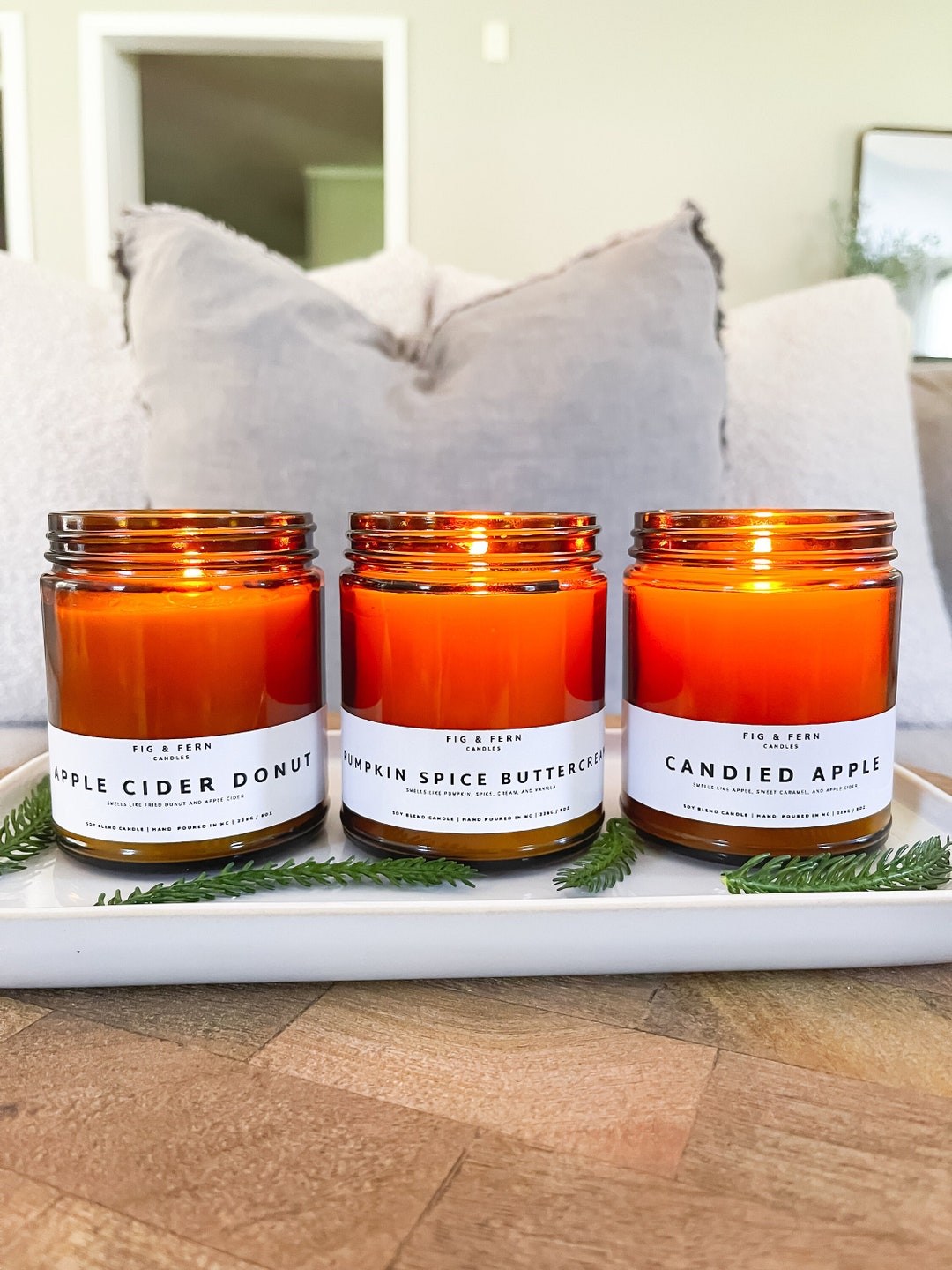 Fall Beeswax Candle Set, All Natural Beeswax, Seasonal Holiday Home