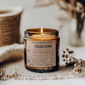 Sugar Cookie Beeswax Candle: Sweet Bakery Scent, Fall Home Decor