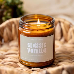 Vanilla Beeswax Candle, Warm and Cozy Classic Vanilla Handmade Candles Gift in Amber Jar