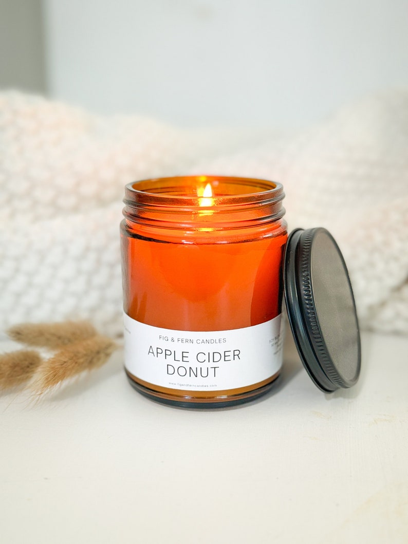 Apple Cider Donut Fall Candle, Fall Beeswax Candles, Apple Cider Scented Candle Candle Gift For Her, Autumn Home Fragrance Decor immagine 2