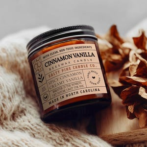 Cinnamon Vanilla Beeswax Candle: Warm Spice, Cozy Amber Jar