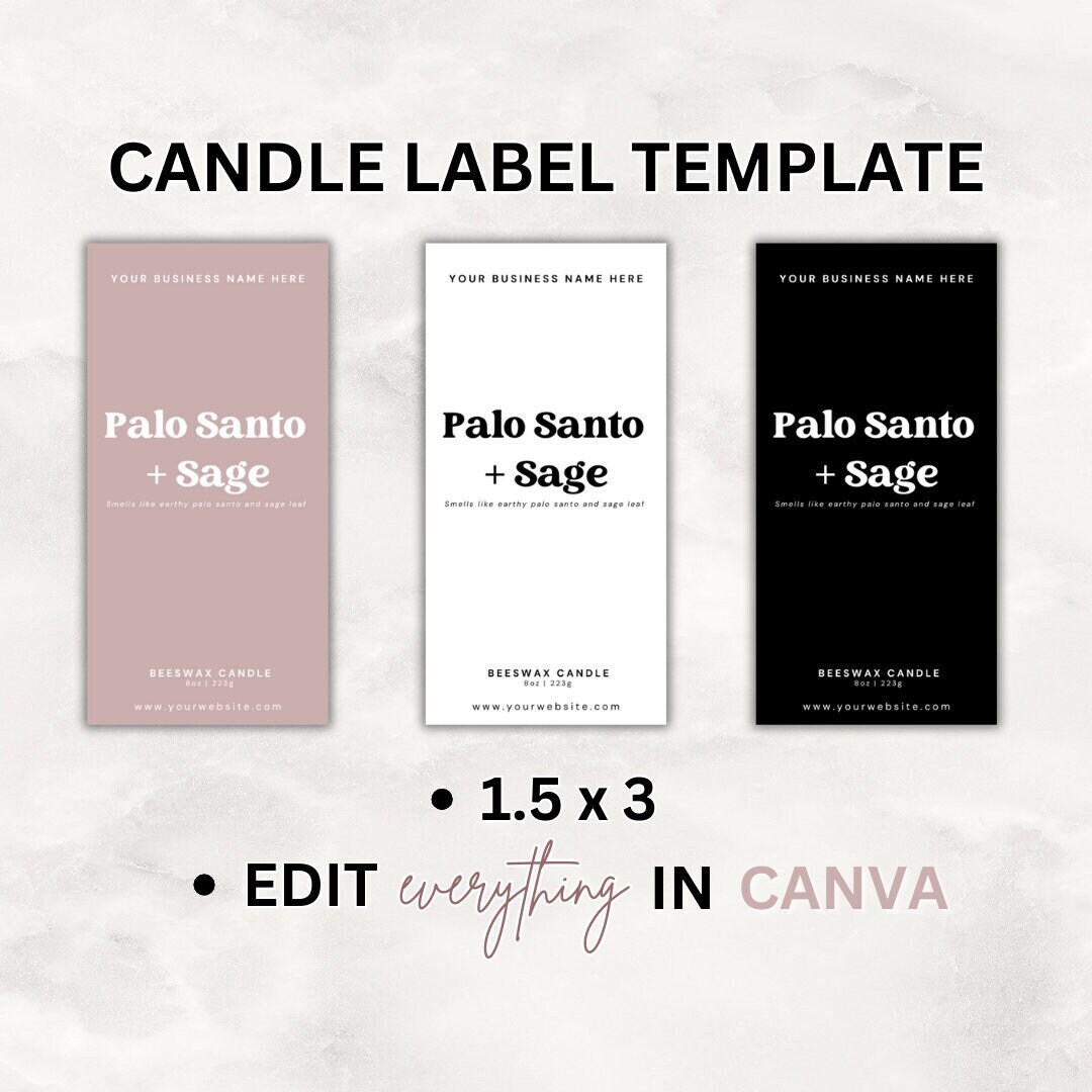 Printable Vertical Labeks Editable Candle Label Template Canva, Modern Slim Candle Label Design ...