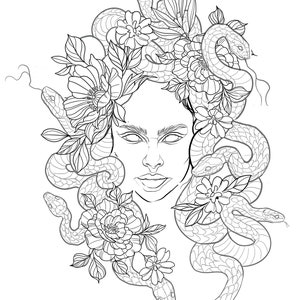 Medusa Fantasy Sketch Digital Download