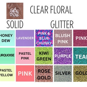 K&ouml;nnte beinhalten: Eine Tabelle mit 12 verschiedenen Nagellackfarben. Die Farben sind in zwei Kategorien unterteilt: "Solid" und "Glitter". Die Kategorie "Solid" umfasst Farben wie Honigtau, Lavendel, T&uuml;rkis, Pastellrosa, Pastellgelb und Rosa. Die Kategorie "Glitter" umfasst Farben wie Pink & Blau Chunky, Blush Pink, Pink, Kiwi Gr&uuml;n, Lila, Teal, Ros&eacute;gold, Silber und Gold.