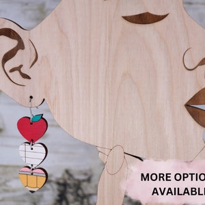Pencil Dangle Earrings,Apple Dangles,Paper Dangle,Teacher Earrings,Back to School,Teacher Gift,Wood Hand Painted Earrings,Dangle Earrings