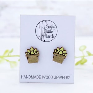 Succulent Earrings, Succulent Studs, Cactus Earrings, Plant Earrings, Plant Lovers