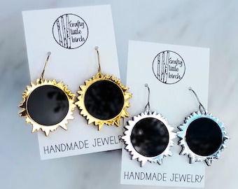 Solar Eclipse Dangle Earrings: 2024 Keepsake, Acrylic Jewelry