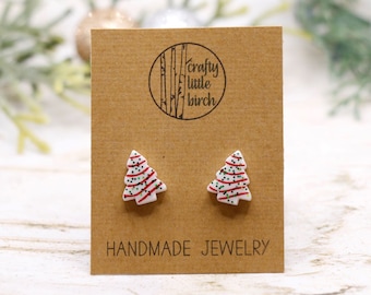 Christmas tree stud earrings,little Christmas tree earrings,Christmas earrings,snack earrings,stud earrings,Christmas Jewelry,christmas gift